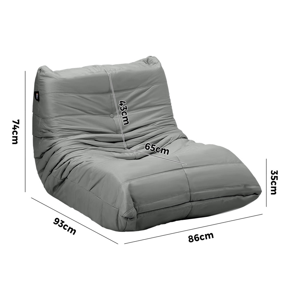 Oikiture 2X Floor Sofa Lounge Caterpillar Couch Single Pouffe Grey