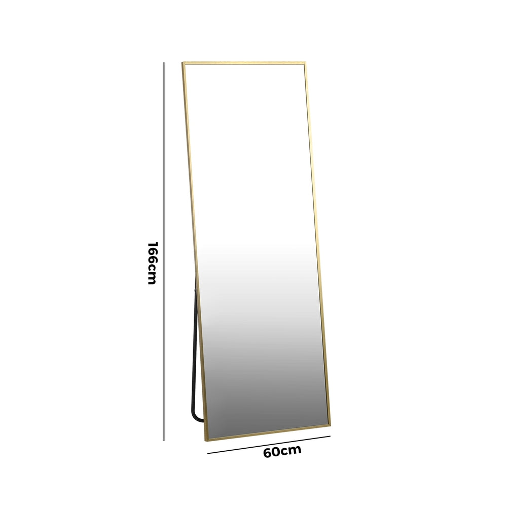Oikiture Full Length Mirror Rectangle Free Standing Gold