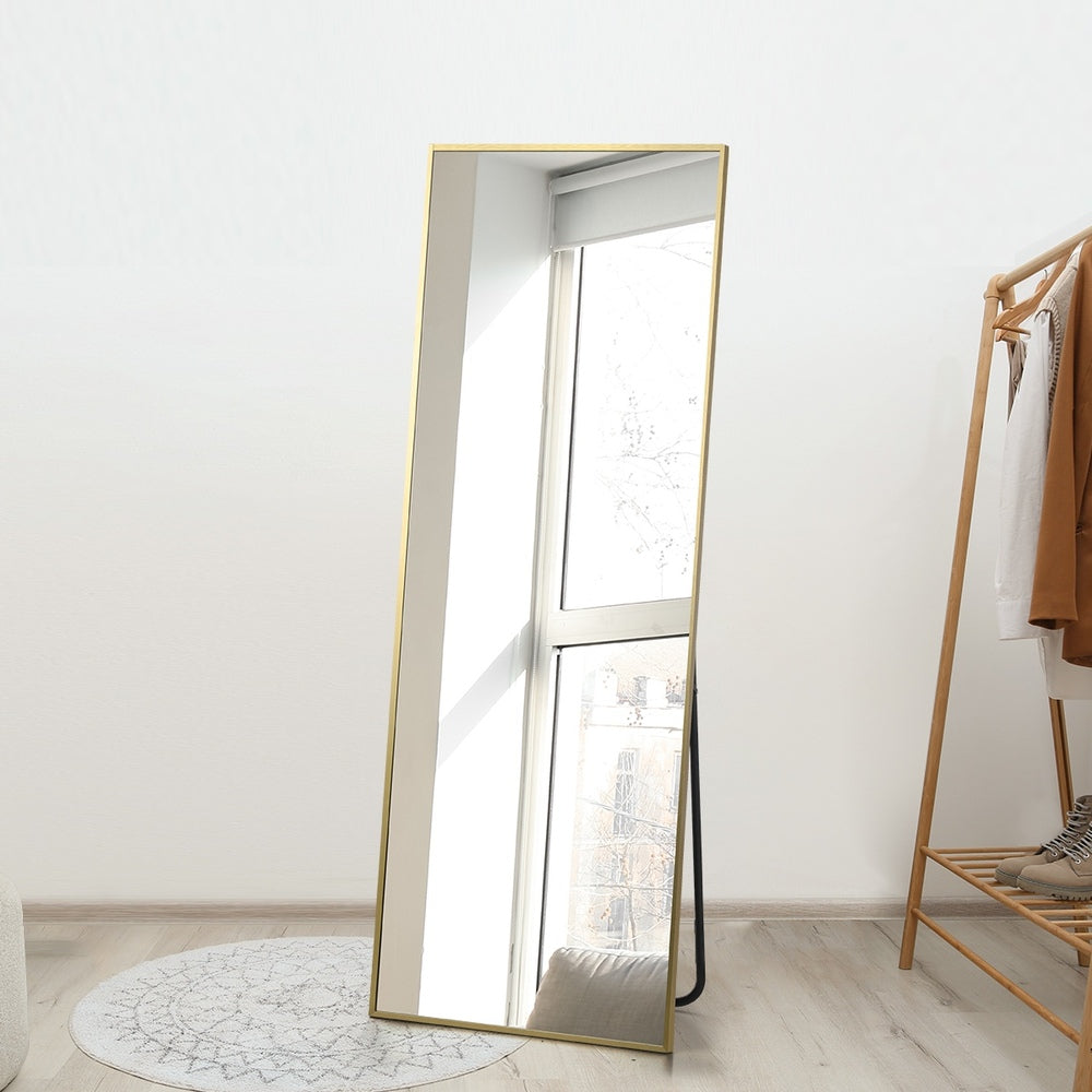 Oikiture Full Length Mirror Rectangle Free Standing Gold