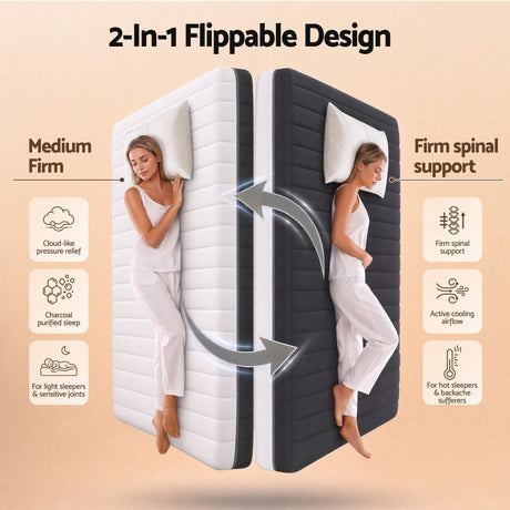 Giselle 18cm Queen Memory Foam Mattress Dual Feel Reversible Charcoal Foam, image 3