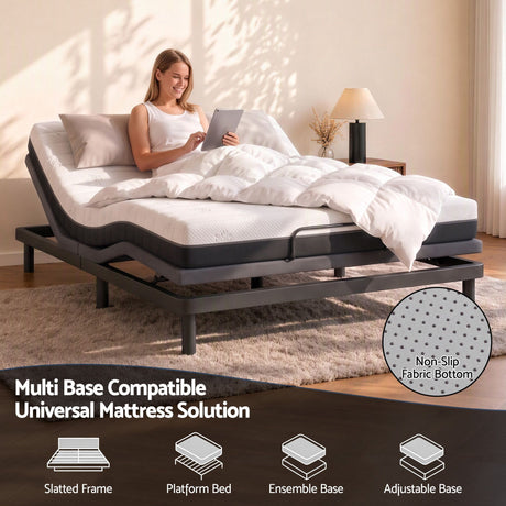 Giselle 18cm Queen Memory Foam Mattress Dual Feel Reversible Charcoal Foam, image 8