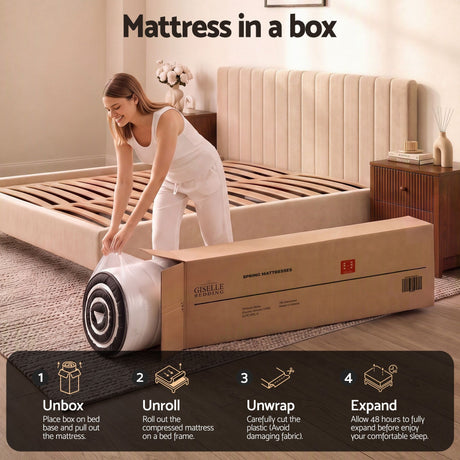 Giselle 18cm Queen Memory Foam Mattress Dual Feel Reversible Charcoal Foam, image 9