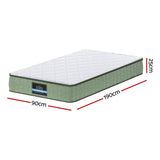 Giselle 25cm Memory Foam Mattress Dual Layer Zipper Cover Cool Charcoal Foam Mattresses Single - Front View