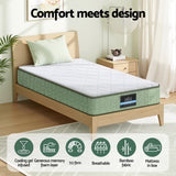 Giselle 25cm Memory Foam Mattress Dual Layer Zipper Cover Cool Charcoal Foam Mattresses Single - Top-Down View