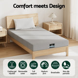 Giselle Bedding Cool Gel Memory Foam Mattress Charcoal 7-Zone Washable Bamboo Cover 15cm King Single - Top-Down View