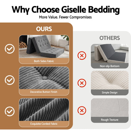 Giselle Double Folding Mattress 15cm Foldable Foam Portable Guest Sofa Bed Camping Mat, image 11