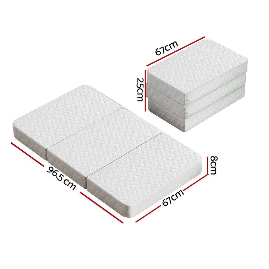 Giselle Bedding Foldable Mattress Folding Foam Cot Bed White, Foldable