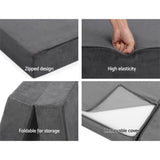 Giselle Bedding Foldable Mattress Folding Foam Bed Mat Double Grey - Rear View