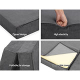 Giselle Bedding Foldable Mattress Folding Foam Bed Mat Single Grey - Rear View
