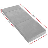 Giselle Bedding Foldable Mattress Folding Foam Bed Mat Light Grey - Front View