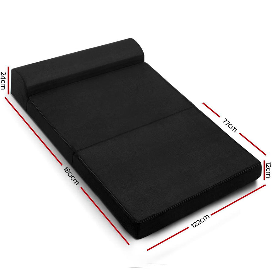 Giselle Bedding Foldable Mattress Folding Foam Bed Mat Double Black, Foldable