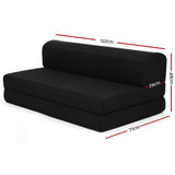 Giselle Bedding Foldable Mattress Folding Foam Bed Mat Double Black - Side View