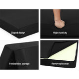 Giselle Bedding Foldable Mattress Folding Foam Bed Mat Double Black - Rear View