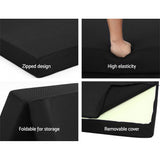 Giselle Bedding Foldable Mattress Folding Foam Bed Mat Black - Rear View