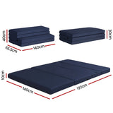Giselle Foldable Mattress Folding Foam Mattresses Portable Floor Mat Blue Double - Front View