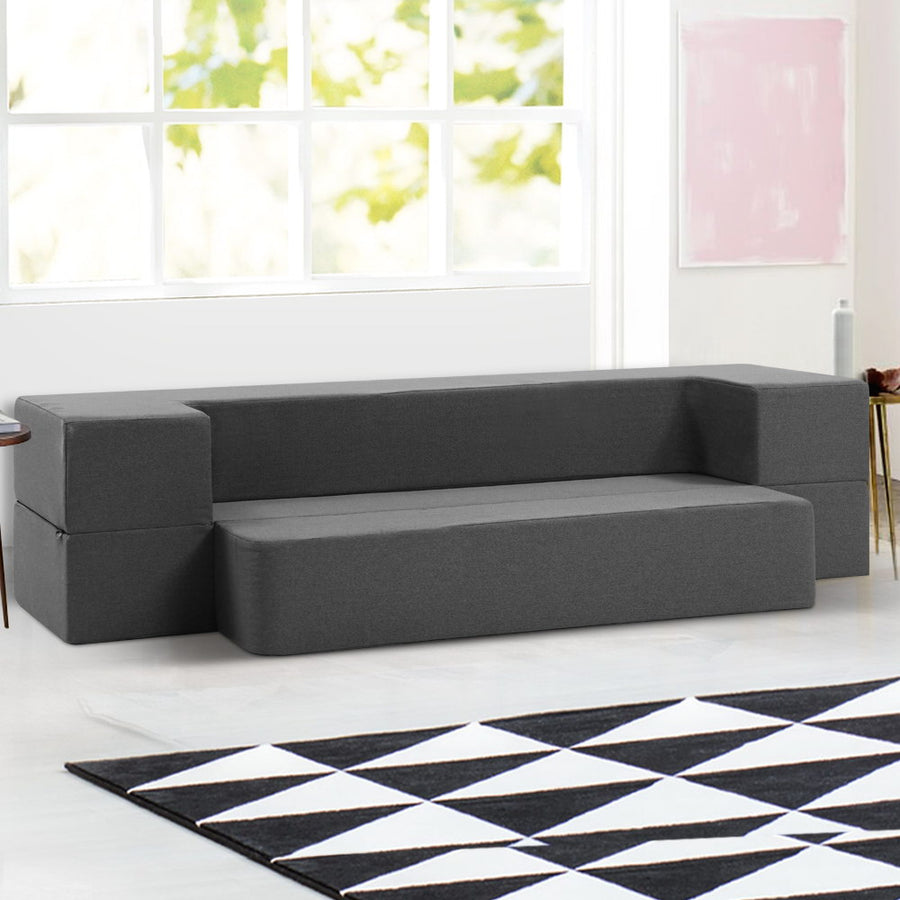 Giselle Bedding Foldable Mattress Folding Foam Sofa Bed Chair Grey