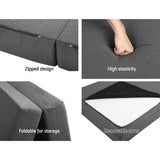 Giselle Bedding Foldable Mattress Folding Foam Double Grey - Rear View