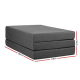 Giselle Bedding Foldable Mattress Folding Foam Double Grey - Top-Down View