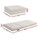 Giselle Bedding Foldable Mattress Fleece Portable 3-fold Folding Foam Mattresses - Front View