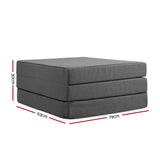 Giselle Bedding Foldable Mattress Folding Foam Bed Single Grey - Side View