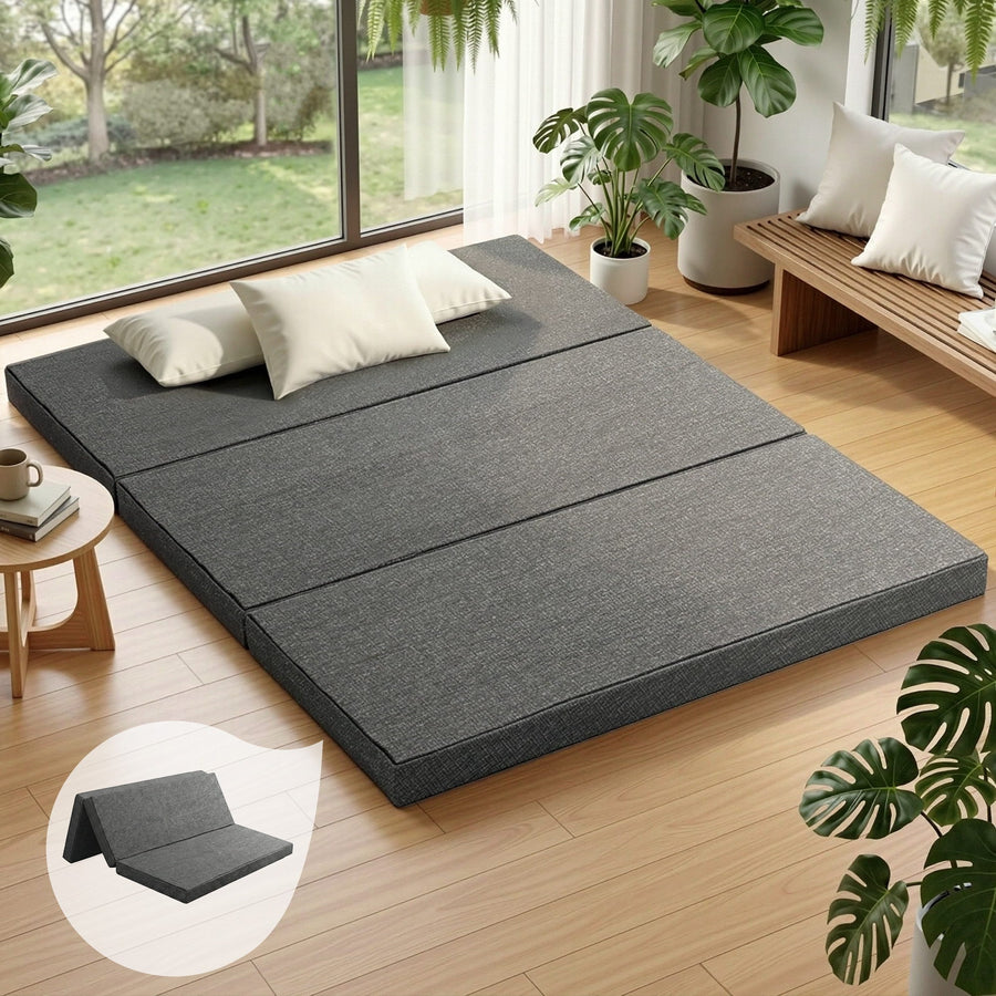 Giselle Bedding queen tri-fold foam mattress in dark grey
