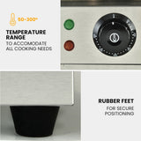 THERMOMATE Commercial Electric Griddle, 2400W 55x35cm Half Ribbed Surface - Low Angle
