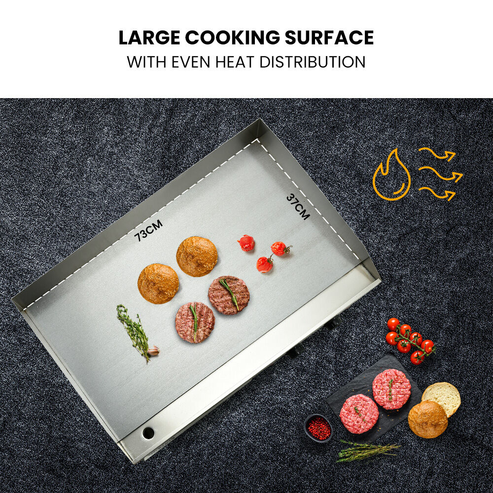 Thermomate Commercial Electric Griddle, 4400W 73x37cm Flat Cooking Surface