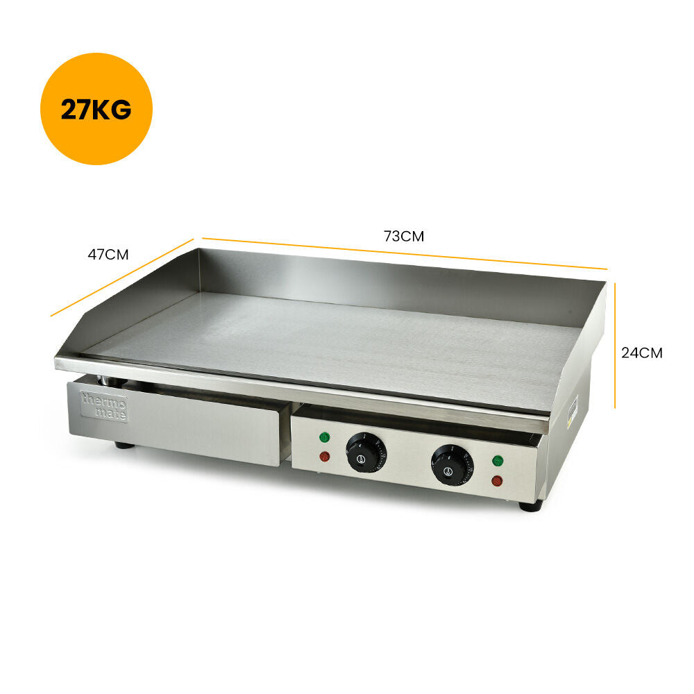Thermomate Commercial Electric Griddle, 4400W 73x37cm Flat Cooking Surface