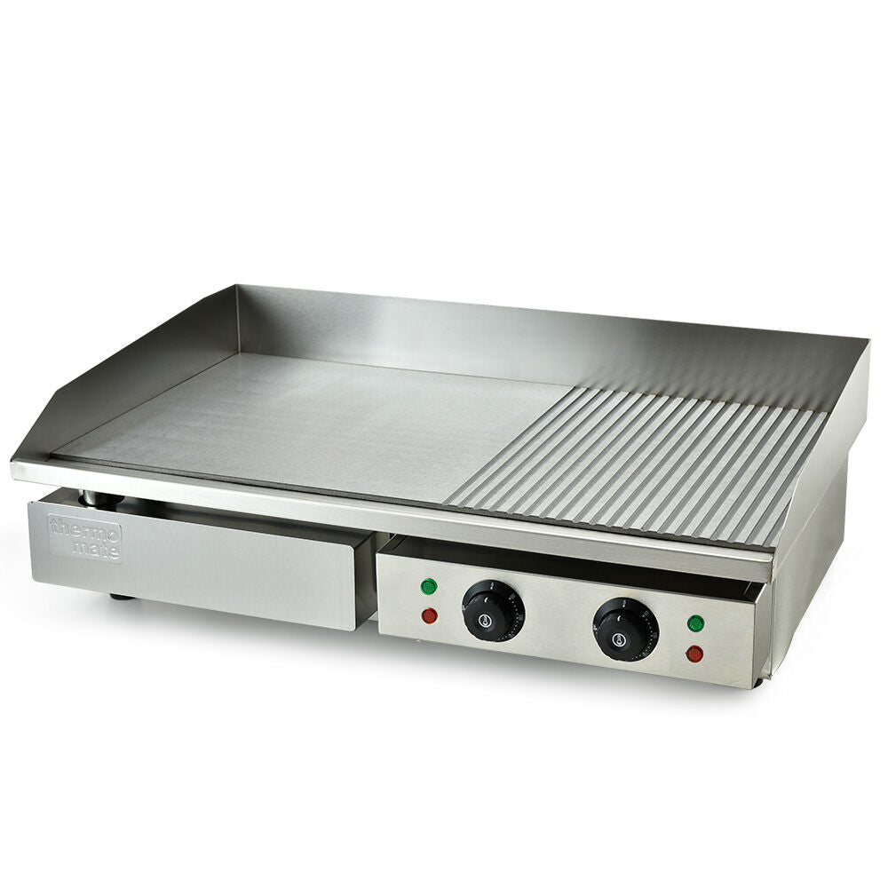 THERMOMATE Commercial Electric Griddle, 4400W 73x40cm Half Ribbed Dual Surface