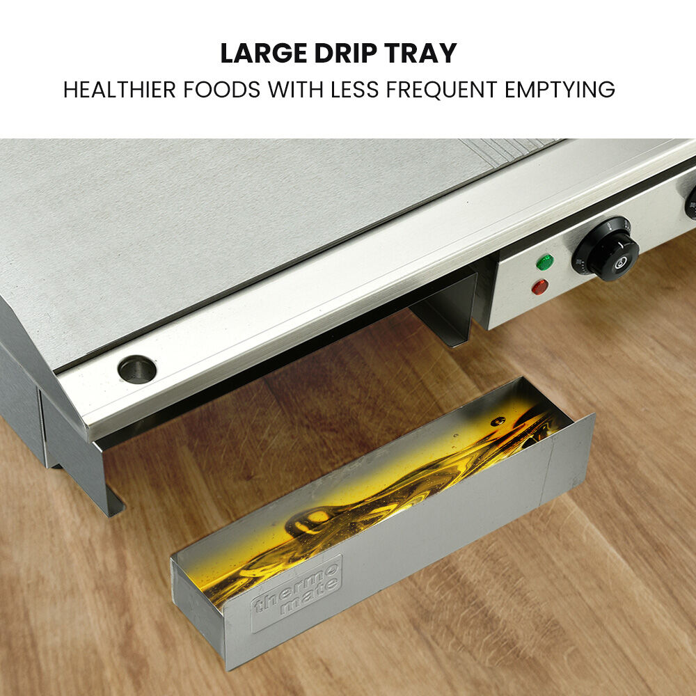 THERMOMATE Commercial Electric Griddle, 4400W 73x40cm Half Ribbed Dual Surface