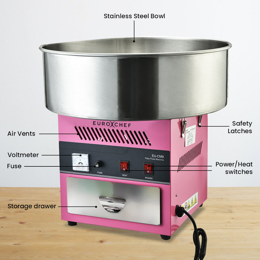 EUROCHEF 1100W Commercial Fairy Floss Machine, Cotton Candy Maker