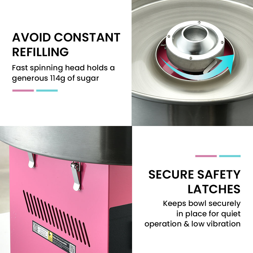 EUROCHEF 1100W Commercial Fairy Floss Machine, Cotton Candy Maker