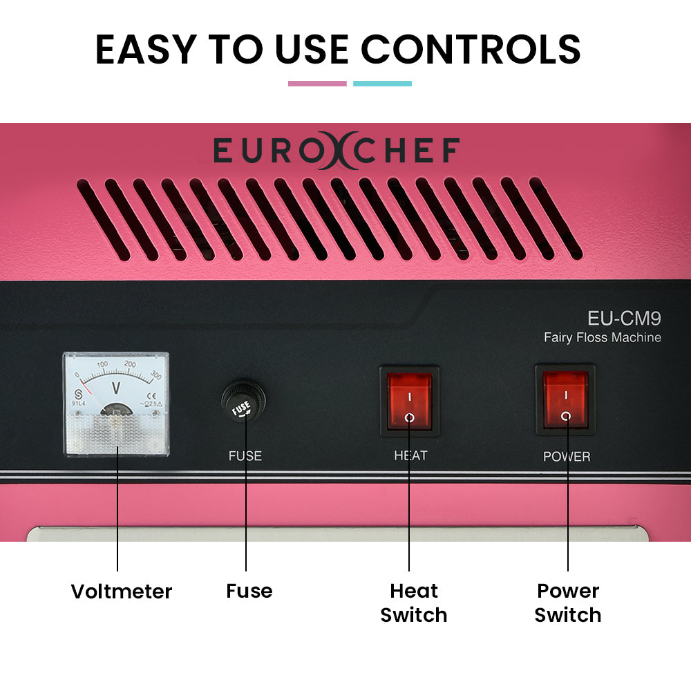 EUROCHEF 1100W Commercial Fairy Floss Machine, Cotton Candy Maker