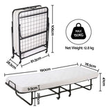 ARTISS Folding Bed with Mattress, Portable Rollaway 150kg Capacity 190CM - Side View