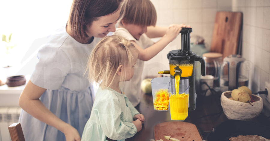 EUROCHEF Cold Press Slow Juicer with Sorbet function, Whole Fruit Chute