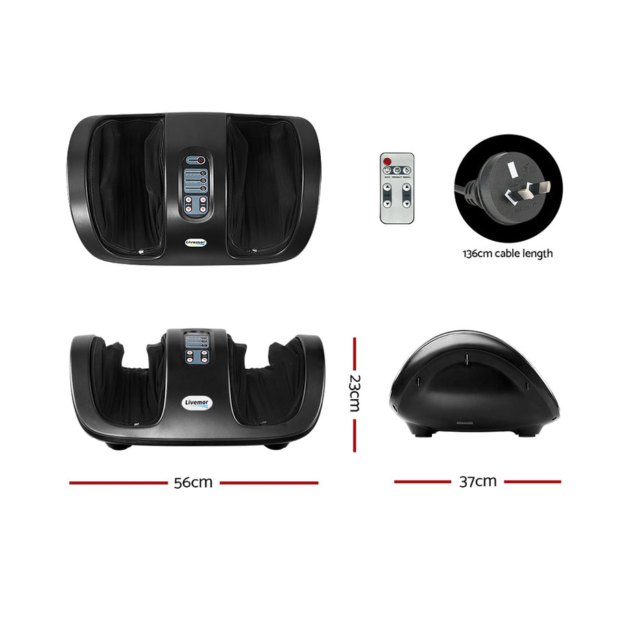 Livemor Foot Massager Shiatsu Massagers Electric Roller Kneading Leg Black