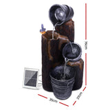 Gardeon Solar Water Feature Cascading Fountain 3-Tier Bucket LED light Bird 76CM - Front View