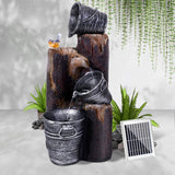 Gardeon Solar Water Feature Cascading Fountain 3-Tier Bucket LED light Bird 76CM - Close-Up Angle