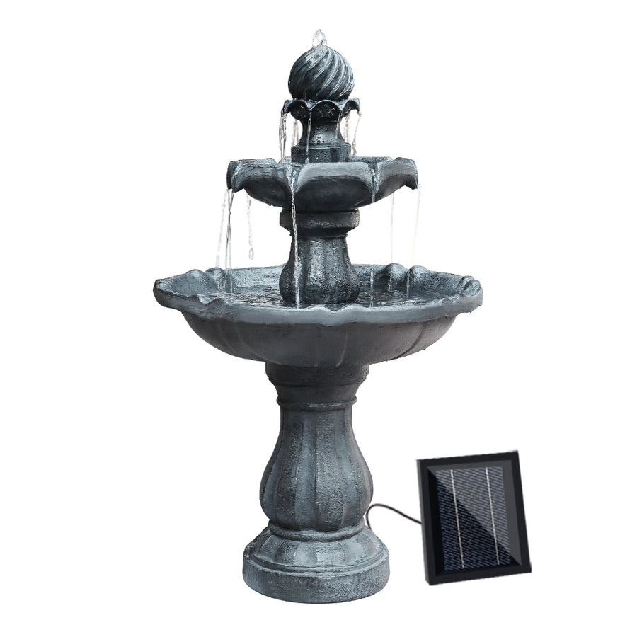 Gardeon Solar Water Feature 3-Tier Fountain with Pump Kit Bird Bath 93CM Black, image 8