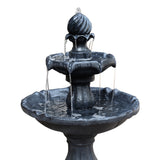 Gardeon Solar Water Feature 3-Tier Fountain with Pump Kit Bird Bath 93CM Black - Side View