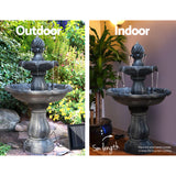 Gardeon Solar Water Feature 3-Tier Fountain with Pump Kit Bird Bath 93CM Black - 45-Degree Angle