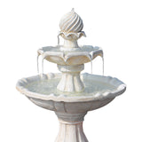 Gardeon Solar Water Feature 3-Tier Fountain with Pump Kit Bird Bath 93CM Ivory - Side View