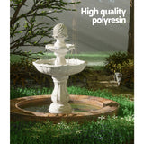 Gardeon Solar Water Feature 3-Tier Fountain with Pump Kit Bird Bath 93CM Ivory - Top-Down View