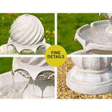 Gardeon Solar Water Feature 3-Tier Fountain with Pump Kit Bird Bath 93CM Ivory - 45-Degree Angle