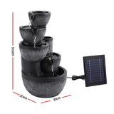 Gardeon Solar Fountain Water Feature 5-Tier Cascading Bowl Grey 51cm - Front View