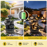 Gardeon Solar Fountain Water Feature 5-Tier Cascading Bowl Grey 51cm - 45-Degree Angle