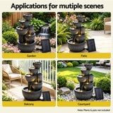 Gardeon Solar Fountain Water Feature 5-Tier Cascading Bowl Grey 51cm - Close-Up Angle