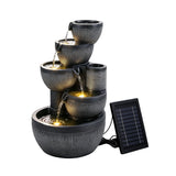Gardeon Solar Fountain Water Feature 5-Tier Cascading Bowl Grey 51cm - Extra Image