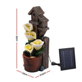 Gardeon Solar Fountains Water Features 4-Tier Cascading Flower Bowls 55cm - Front View