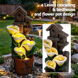 Gardeon Solar Fountains Water Features 4-Tier Cascading Flower Bowls 55cm - Top-Down View